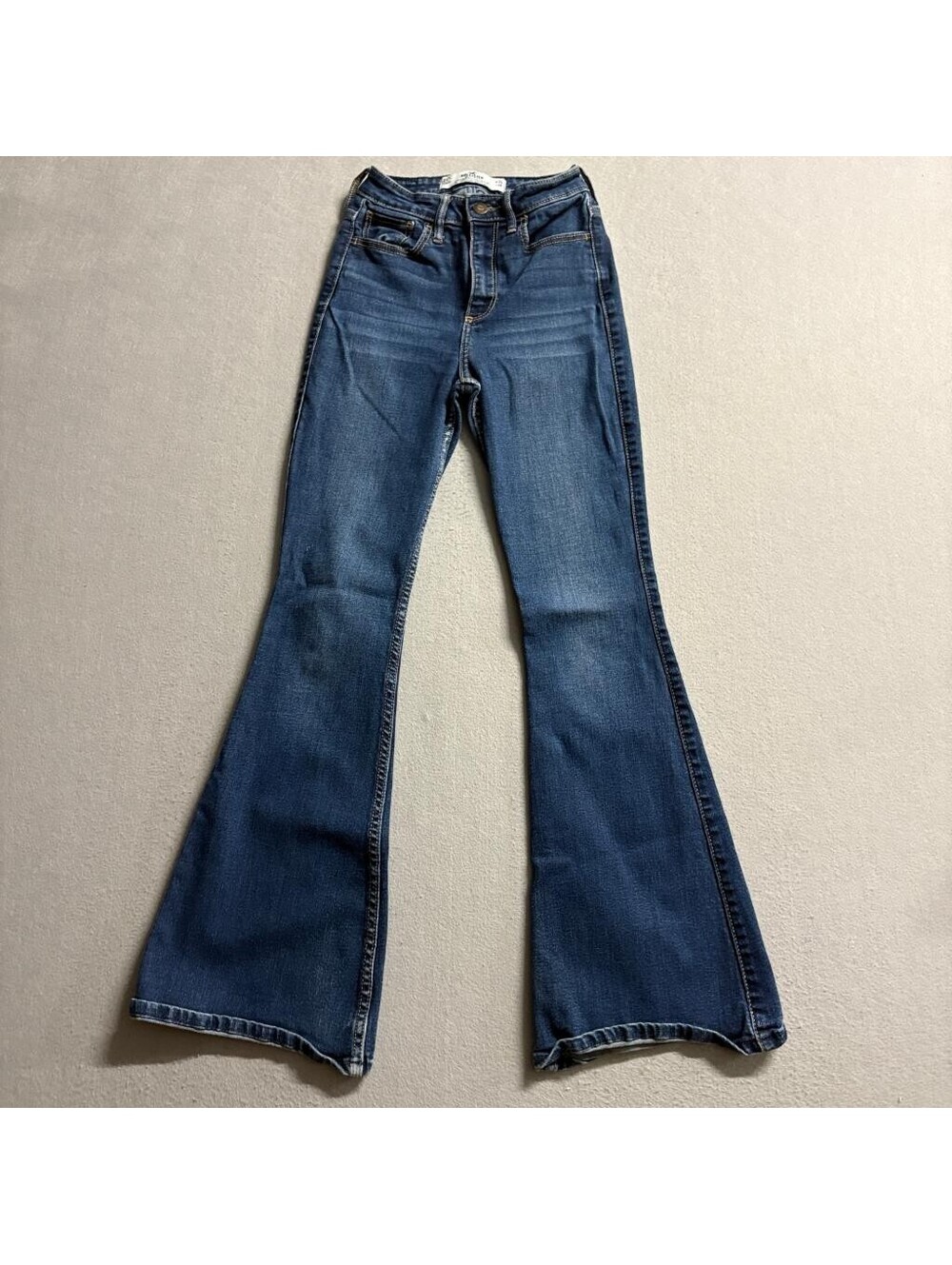Hollister Curvy High Rise Vintage Flare Jeans Womens 0S W24 L30 Soft Stretch